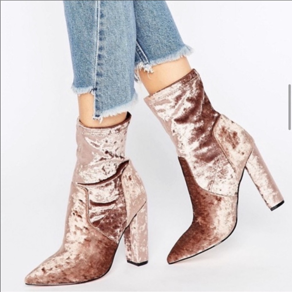 Taupe Velvet Heeled Sock Booties!!